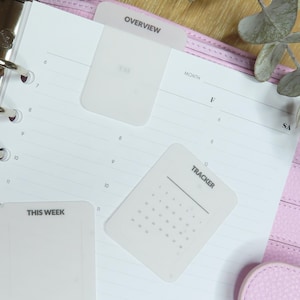 Juego de marcadores de página / Pestañas de vitela / Marcador de planificación minimalista / Sujetapáginas de libro / Marcapáginas / Suministros para diario / Moderno y neutro