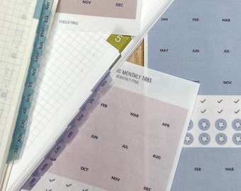 MONTHLY TABS For Hobonichi Weeks stickers | Minimal and Functional Planner Stickers | Planner labels designed for Hobo Cousin