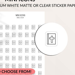 BIBLE STUDY Mini Icon Stickers | Minimal & Functional Planner Stickers | A5 Pocket Personal | Tiny Matte Icon | Religious Stickers | Canada