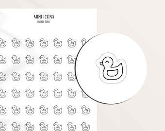 BATH TIME Mini Icon Stickers | Minimal & Functional Planner Stickers | Tiny Matte Rubber Duck Icon | Mom Life Stickers | Canada