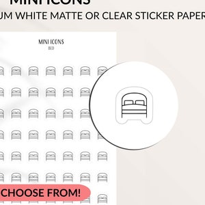 BED Mini Icon Stickers | Minimal & Functional Planner Stickers | A5 Pocket Personal | Tiny Matte Icon | Sleep Modern Icons