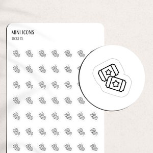 TICKETS  Mini Icon Stickers | Admission Planner Stickers | A5 Pocket Personal | Tiny Matte Icons | Minimal & Functional Stickers