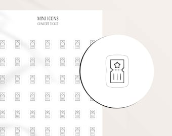 CONCERT TICKET  Mini Icon Stickers | Admission Planner Stickers | A5 Pocket Personal | Tiny Matte Icons | Minimal & Functional