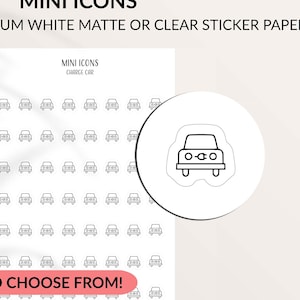 CAR CHARGE Mini Icon Sticker | Minimalist Planner Stickers | Functional Labels | Bullet Journal | Electric Car Charge Tracker | Tiny Sticker