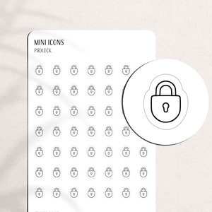 PADLOCK Mini Symbol Aufkleber | Minimale & Funktionale Planer Aufkleber | A5 Pocket Personal | Winziges Mattes Symbol | Schloss-Symbol | Kanada