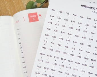 Hobonichi Cousin Daily Timeline Sticker Strips | 5-12 and 7-5 | Clear & White Matte | Minimalist Functional Labels | Hobo stickers