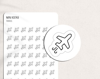 TRAVEL Mini Icon Stickers | Vacation | Airplane | Minimal & Functional Planner Stickers | A5 Pocket Personal | Tiny Matte Icon | Canada