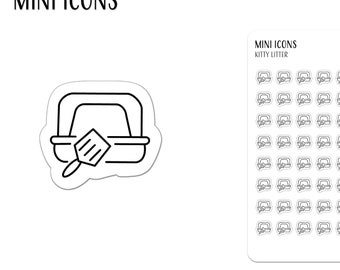 KITTY LITTER Mini Icon Stickers | Minimalist Planner Stickers | Functional Labels | Bullet Journal
