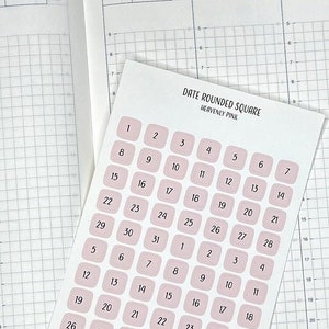 DATE ROUNDED Squares Planner Stickers | Minimal Planning | Bullet Journal | Tiny Date Dots | Neutral Color Palette