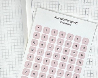 DATE ROUNDED Squares Planner Stickers | Minimal Planning | Bullet Journal | Tiny Date Dots | Neutral Color Palette