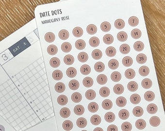 DATE DOTS Planner Stickers | Minimal Planning | Bullet Journal | Tiny Stickers | Calendar Dates | Neutral Color Palette