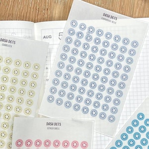 TRANSPARENT DASH DOTS Planner Stickers | Tiny Circle Dots Stickers | Bullet Journal | Hobo Weeks | Functional Minimal Labels | Clear