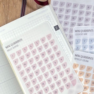 MINI NUMMERIERTE VIERTEL Sticker | Minimalistische Planung | Mini Sticker | Funktionale Planeretiketten | Bullet Journal | Kalender
