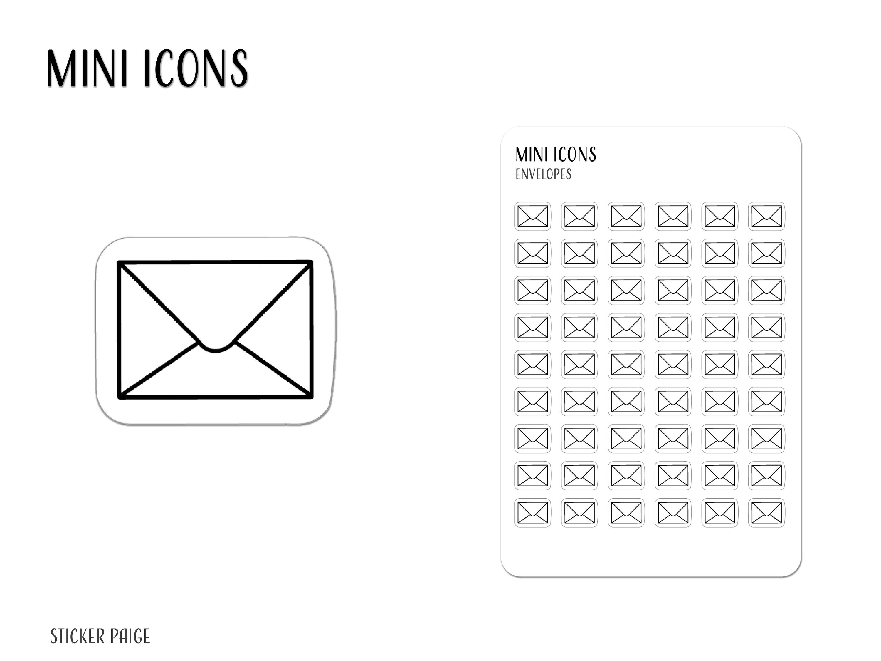 ENVELOPE Mini Icon Stickers | Minimalist Planner Stickers | Functional ...