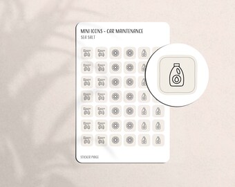 CAR MAINTENANCE Mini Icon Stickers | Minimal Planner Stickers | Functional Labels | Bullet Journal