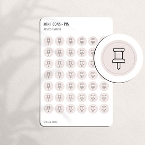 PIN Mini Icon Stickers | Minimal Planner Stickers | Functional Label | Bullet Journal | Reminder | Matte Stickers