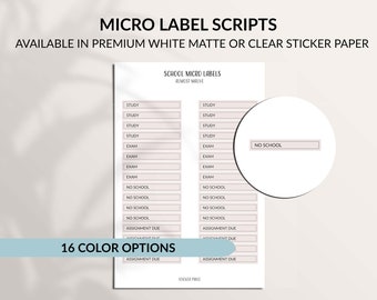 SCHOOL - MICRO LABEL Planner Stickers | Minimalist Planning | Mini Stickers | Functional Planner Labels | Hobonichi Stickers | Exam Study