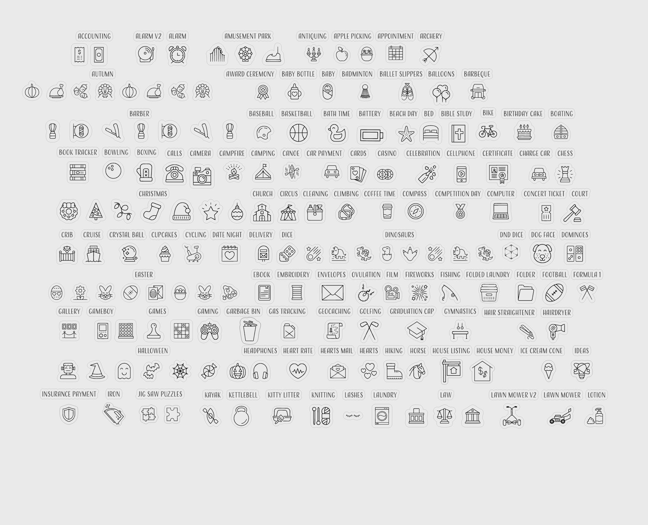 ASSORTED MINI ICON Stickers | Minimalist Planner Stickers | Functional ...