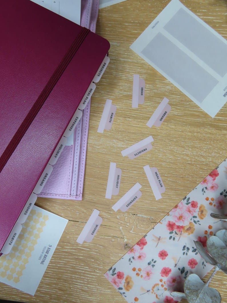 PERSONALIZED TAB SET Stickers | Frosted Vellum | Divider Tab Labels ...