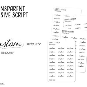 CUSTOM - CURSIVE SCRIPT V1.0 Planner Stickers | Minimalist Planning | Functional Planner Labels | Bullet Journal | Word Font Stickers