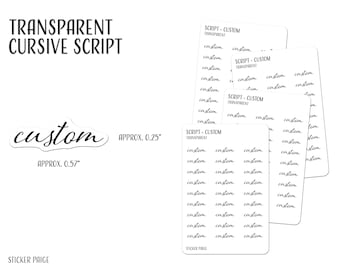 CUSTOM - CURSIVE SCRIPT V1.0 Planner Stickers | Minimalistische Planung | Funktionelle Planeretiketten | Bullet Journal | Word Schrift Aufkleber