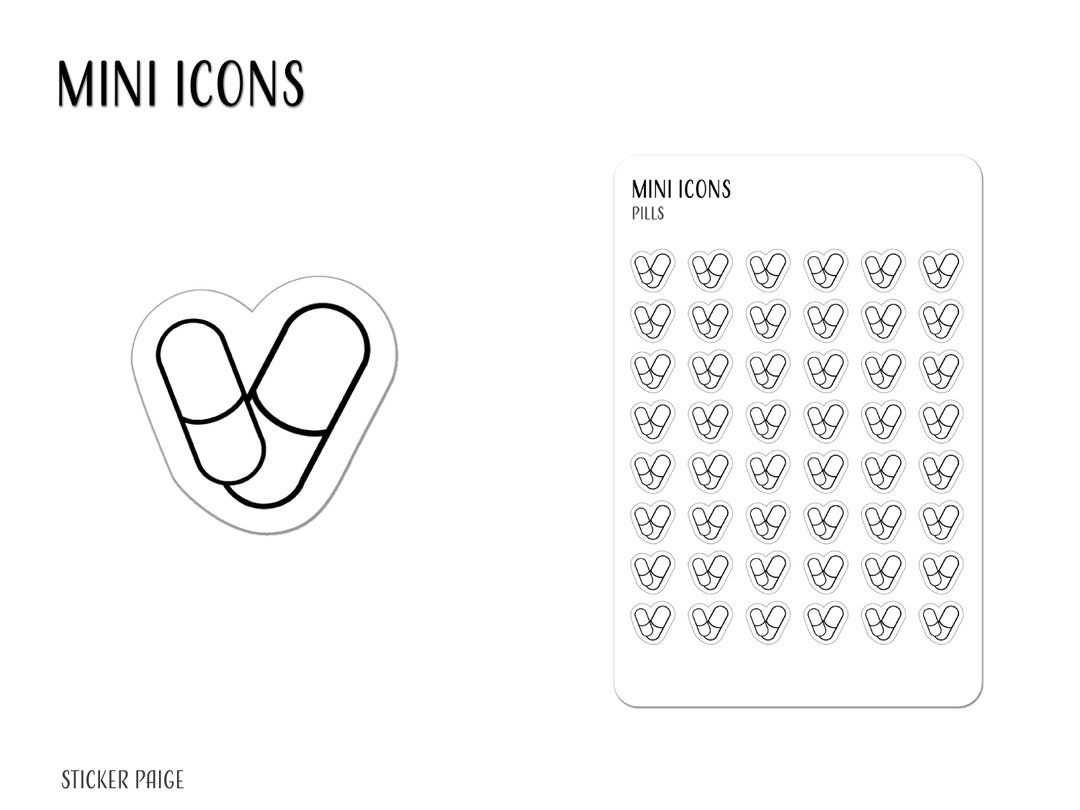 PILL Mini Icon Stickers | Minimalist Planner Stickers | Functional ...