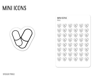 PILL Mini Icon Stickers | Minimalist Planner Stickers | Functional Labels | Bullet Journal | Prescription Refill Tracker