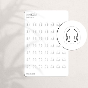 CASQUE Mini Icon Stickers | Autocollants de planificateur minimal et fonctionnel | Planificateur personnel de poche A5| Petites icônes quotidiennes