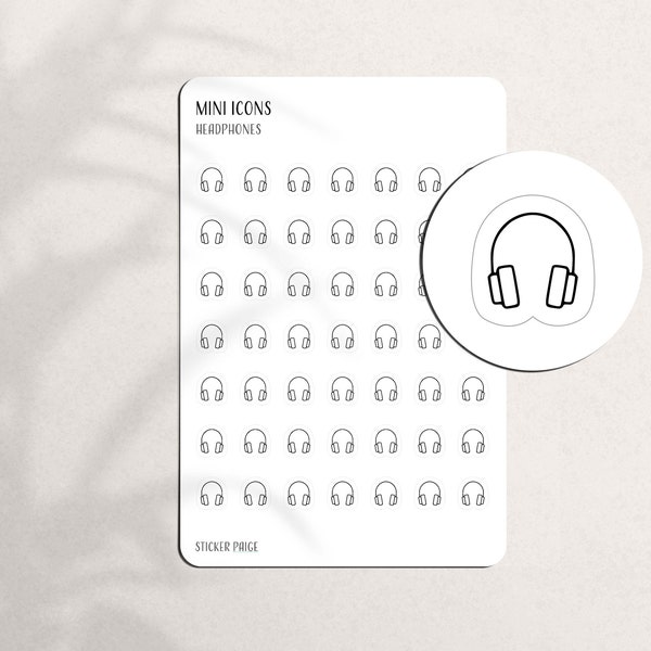 HEADPHONES Mini Icon Stickers | Minimal & Functional Planner Stickers | A5 Pocket Personal Planner| Tiny Petite Daily Icons