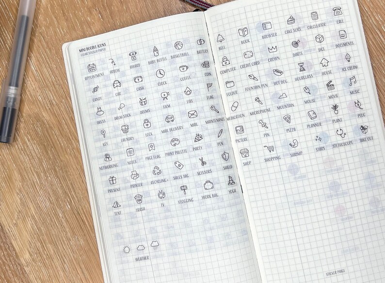ASSORTED MINI DOODLE Icon Stickers | Minimalist Planner Stickers ...