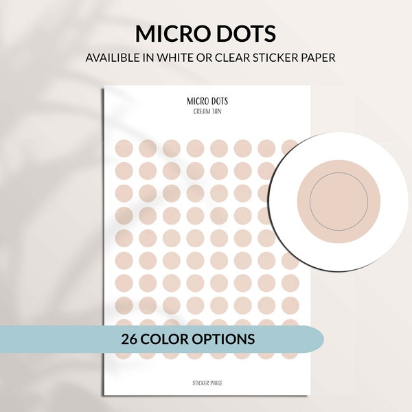 TRANSPARENT MICRO DOTS Planner Stickers | Minimal Sticker Sheet | Tiny Micro Circle Stickers  | Bullet Journal