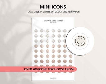 MOOD TRACKER - Mini Dots Stickers | Minimal & Functional Planner Stickers | Labels | Bullet Journal | Circle Dots | Calendar