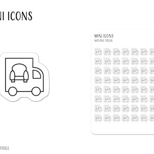 MOVING TRUCK Mini Icon Stickers | Minimalist Planner Stickers | Functional Labels | Bullet Journal | Real Estate Stickers