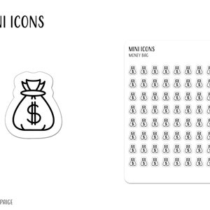 MONEY BAG Mini Icon Stickers / Minimalist Planner Stickers / Functional Labels / Bullet Journal / Pay Day Trackers / Budget Stickers