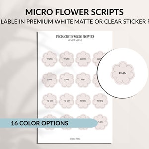 生産性 - MICRO FLOWERS プランナーステッカー | ミニマリストプランニング | ミニステッカー | 機能的なプランニング | ほぼ日ステッカー | 仕事 | 予定