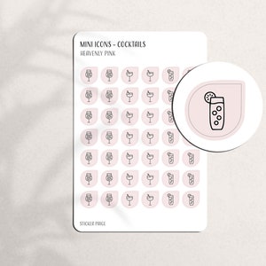 COCKTAILS Mini Icon Stickers | Minimal Planner Stickers | Functional Labels | Bullet Journal