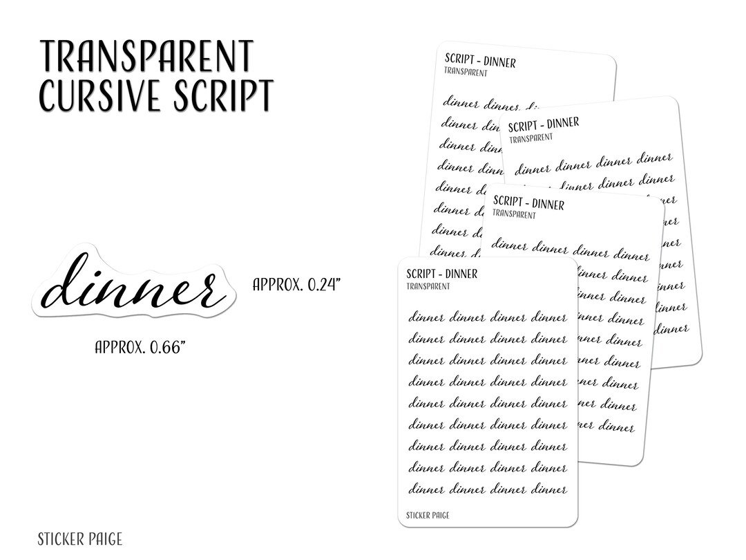 DINNER CURSIVE SCRIPT V1.0 Planner Stickers Minimalist Etsy