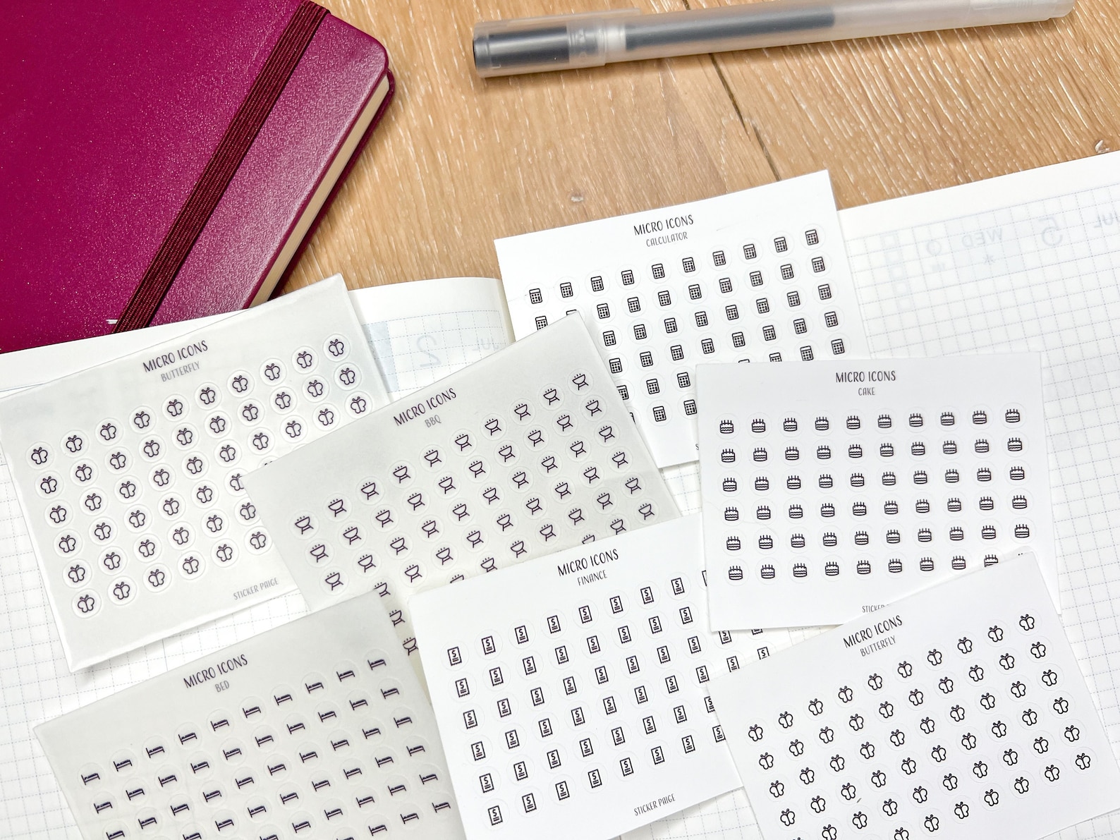 ASSORTED MICRO ICON Stickers | Minimalist Planner Stickers | Functional ...