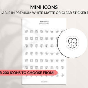 TRAVEL INSURANCE Mini Icon Stickers | Minimalist Planner Stickers | Functional Labels | Bullet Journal | Hobonichi Sticker | Clear Sticky