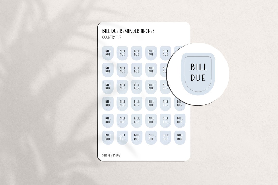 BILL DUE Reminder Arch Script Planner Stickers | Minimalist Planning ...