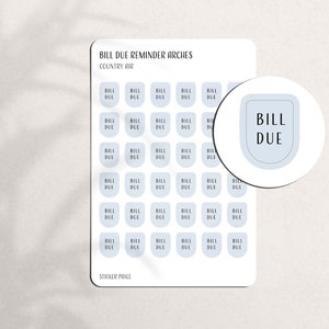 Lembrete de fatura vencida Arch Script Planner Stickers | Planejamento minimalista | Mini adesivos | Etiquetas de planejador funcional | Bullet Journal | Orçamento