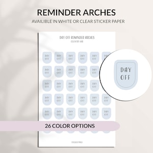 DAY OFF Rappel Arche Script Stickers | Planification minimaliste | Mini-autocollants | Étiquettes pour agendas fonctionnels | Bullet Journal | Calendrier