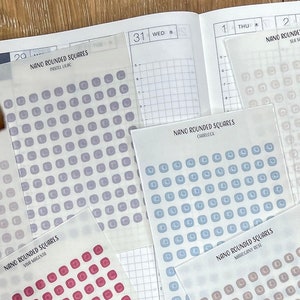NANO ROUNDED SQUARES Planner Stickers | Minimal Sticker Sheet | Tiny Nano Stickers  | Bullet Journal | Transparent | Functional Planning