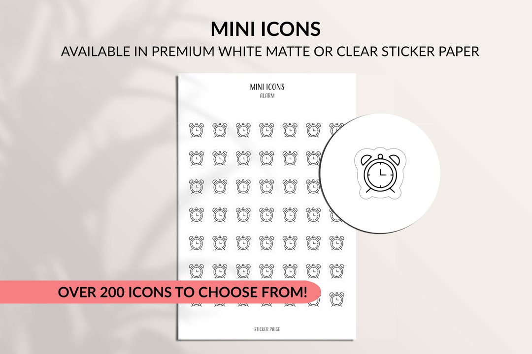ALARM Mini Icon Stickers | Minimal & Functional Planner Stickers | A5 ...