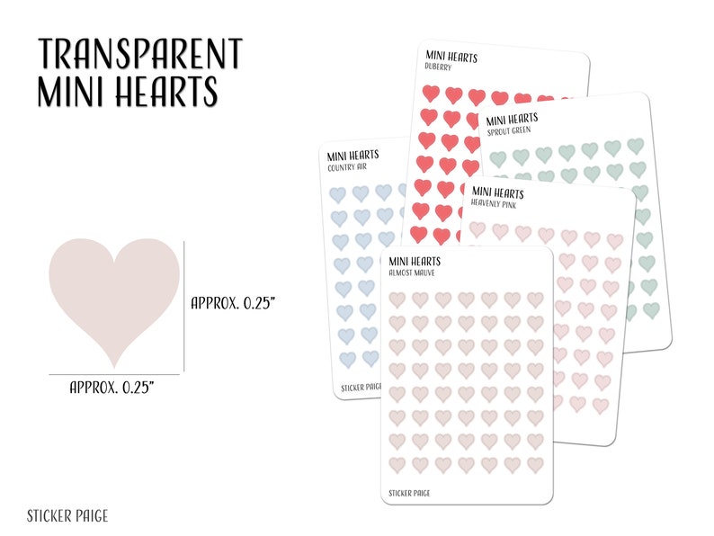 TRANSPARENT MINI HEARTS Planner Stickers | Minimalist Planning ...