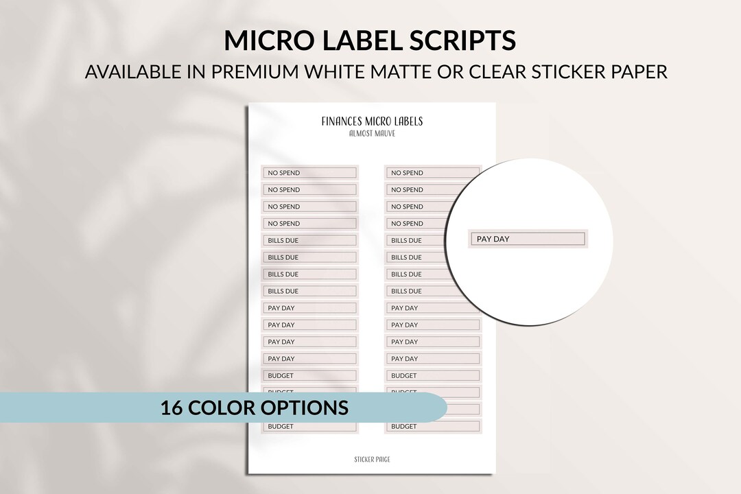 Mircro Labels FINANCES - MICRO LABEL Planner Stickers | Minimalist Planning | Mini ...