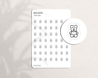 Teddy Bear Mini Icon Stickers | Minimal & Functional Planner Stickers | A5 Pocket Personal | Tiny Icon | Daycare Reminder