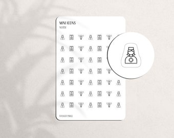 NURSE Mini Icon Stickers | Minimal & Functional Planner Stickers | A5 Pocket Personal | Tiny Matte Icon | Doctor Modern Icons