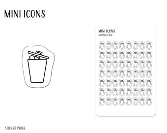 GARBAGE BIN Mini Icon Stickers | Minimalist Planner Stickers | Functional Labels | Bullet Journal