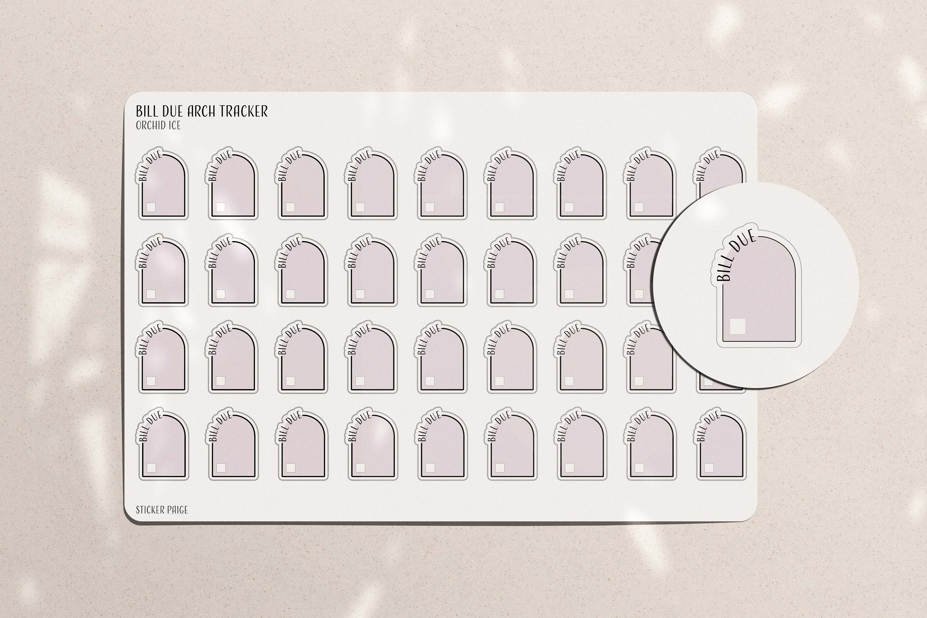 BILL DUE TRACKER Arch Planner Stickers | Minimalist Planning | Mini ...